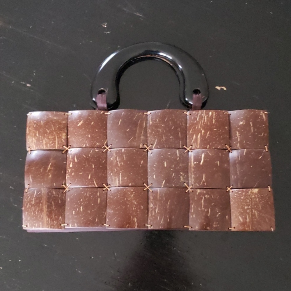 Brown wooden handbag